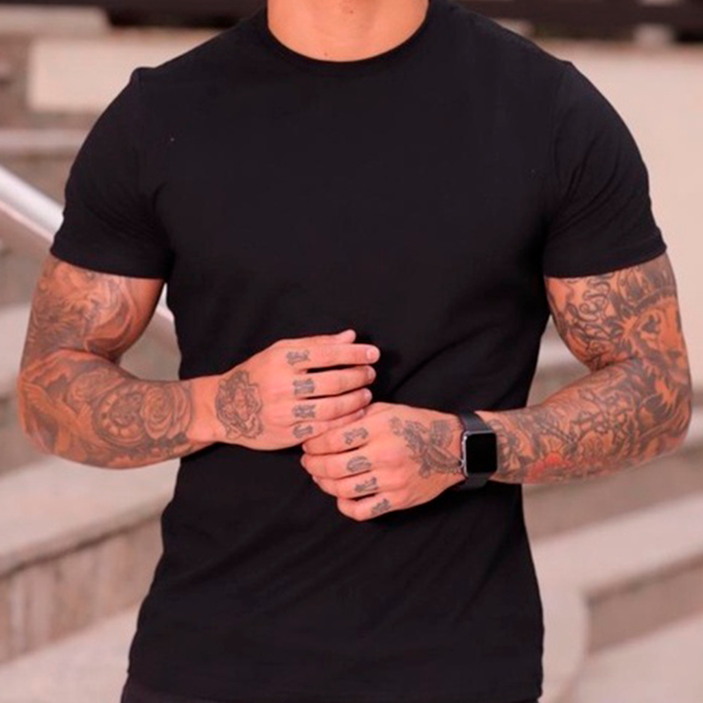 Camiseta Masculina Preta Lisa Básica 100% Algodão Premium