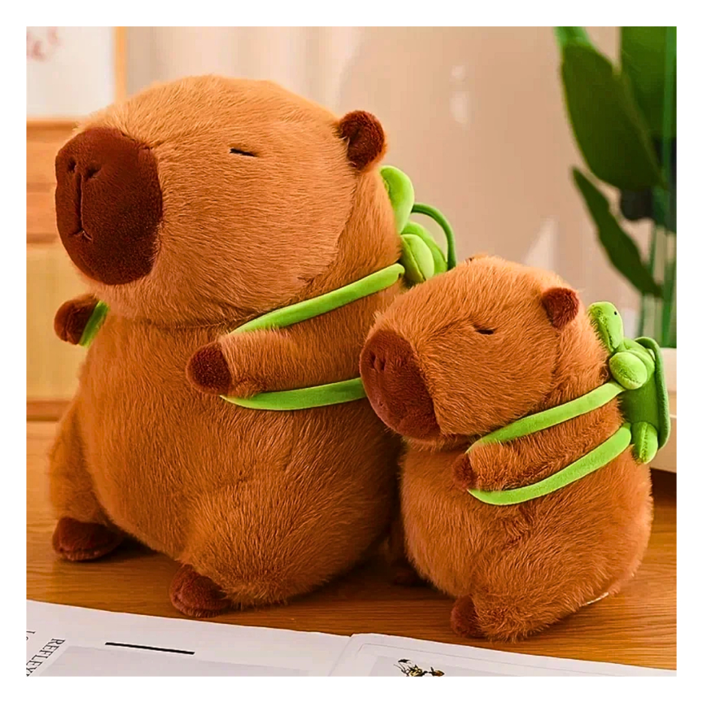 Urso de Pelúcia Capivara Com Mochila de Tartaruga 21cm e 11cm - Pelúcia ...