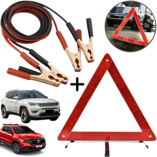 Kit Cabo Chupeta + Triângulo De Segurança Para Carros Automóvel Transferência Carga Bateria Sinalização em Oferta na Shopee