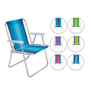 Kit 6 Cadeiras De Praia Alta em Aluminio - Mor - 2101