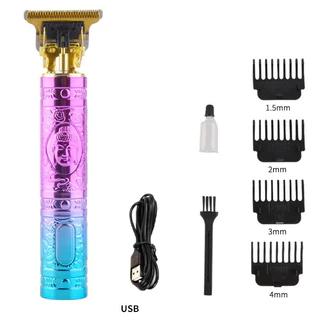 Máquina De Cortar Cabelo 2 Cores Recarregável 4 Pentes