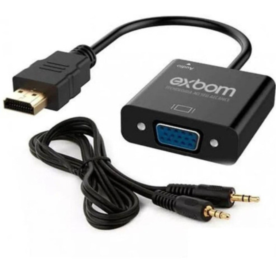 Cabo Conversor Adaptador Hdmi Para Vga Com Saída P2 Áudio