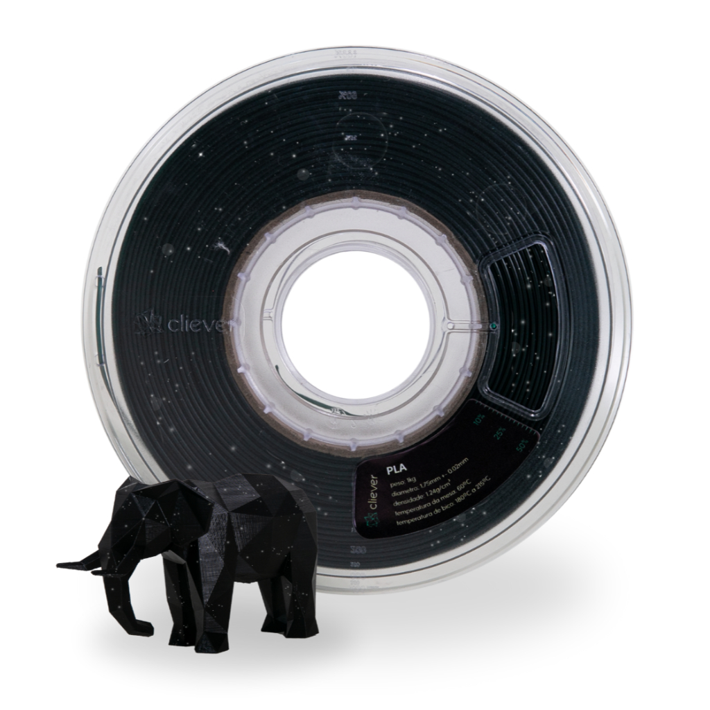 PLA Preto Glitter Premium | 1,75mm | 1 Kg | Cliever
