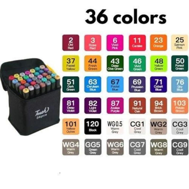 Caneta touch Marcadora kit 36 cores Com Ponta Dupla/Pintura bobbi goods ...