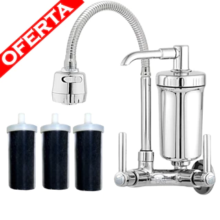Torneira com Filtro Gourmet de Cozinha Parede Tubo Flexível