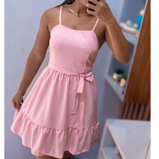 Vestido Feminino curto elegante alça verão soltinho estiloso | Shopee ...