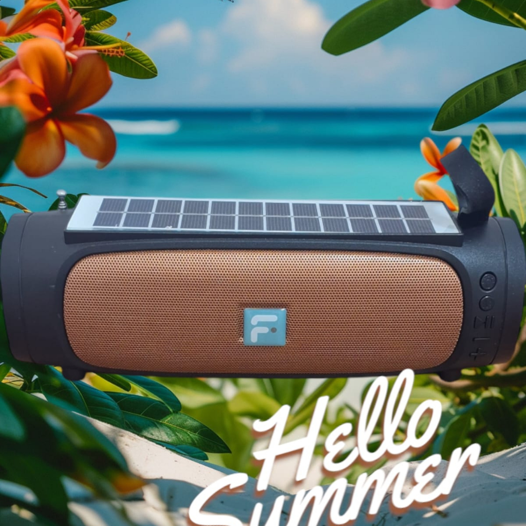 Caixinha de Som Bluetooth Painel Solar com Lanterna e Led 10w Radiador Passivo Função TWS