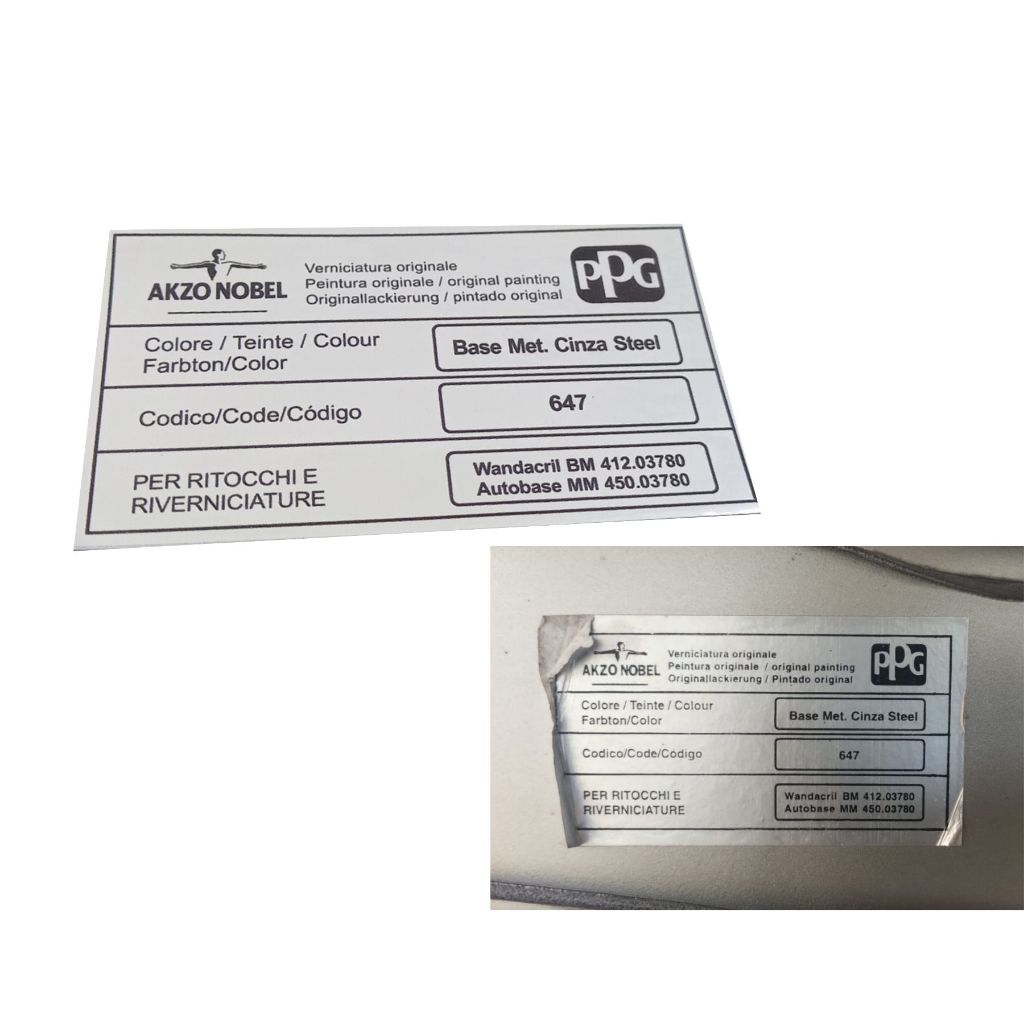 ADESIVO CINZA STEEL / PPG COR PINTURA LINHA FIAT / SELO DA LATARIA