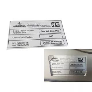 ADESIVO CINZA STEEL / PPG COR PINTURA LINHA FIAT / SELO DA LATARIA