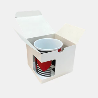 100 Caixa Para Caneca De Porcelana Com Visor 325 Ml (branca) + 100 Reforços de Fundo Caneca Sublimação