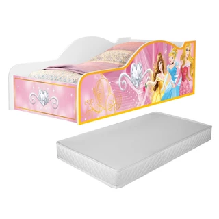 Cama Infantil Meninas De Princesas Castelo Com Colchão Rosa Criança Quarto Bonecas Grade