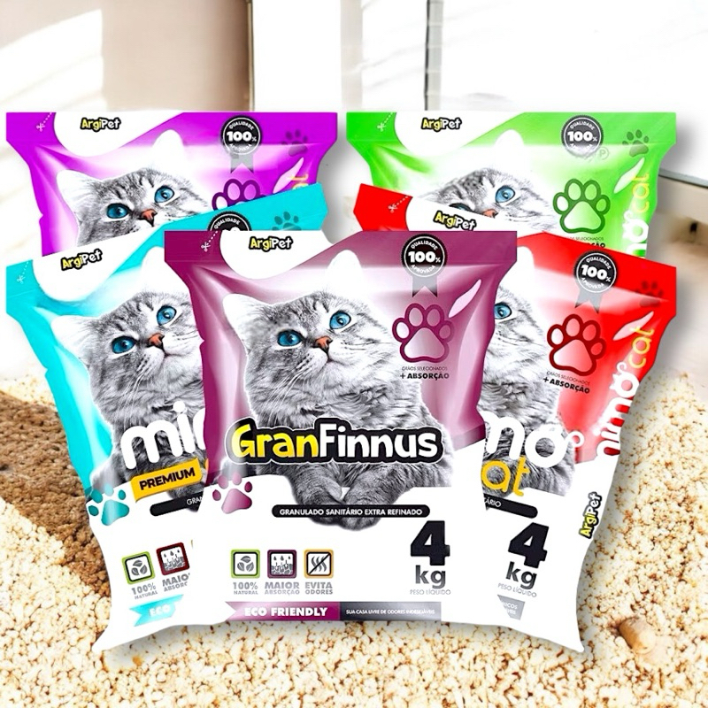Areia Gato Pacote Higiênica Granulada Para Gatos Extra Refinada 100% Natural Envio Imediato