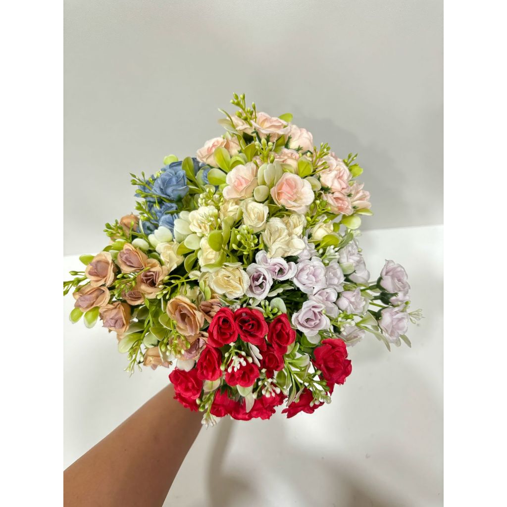 Mini Rosas Flores Artificiais de seda buquê | Shopee Brasil