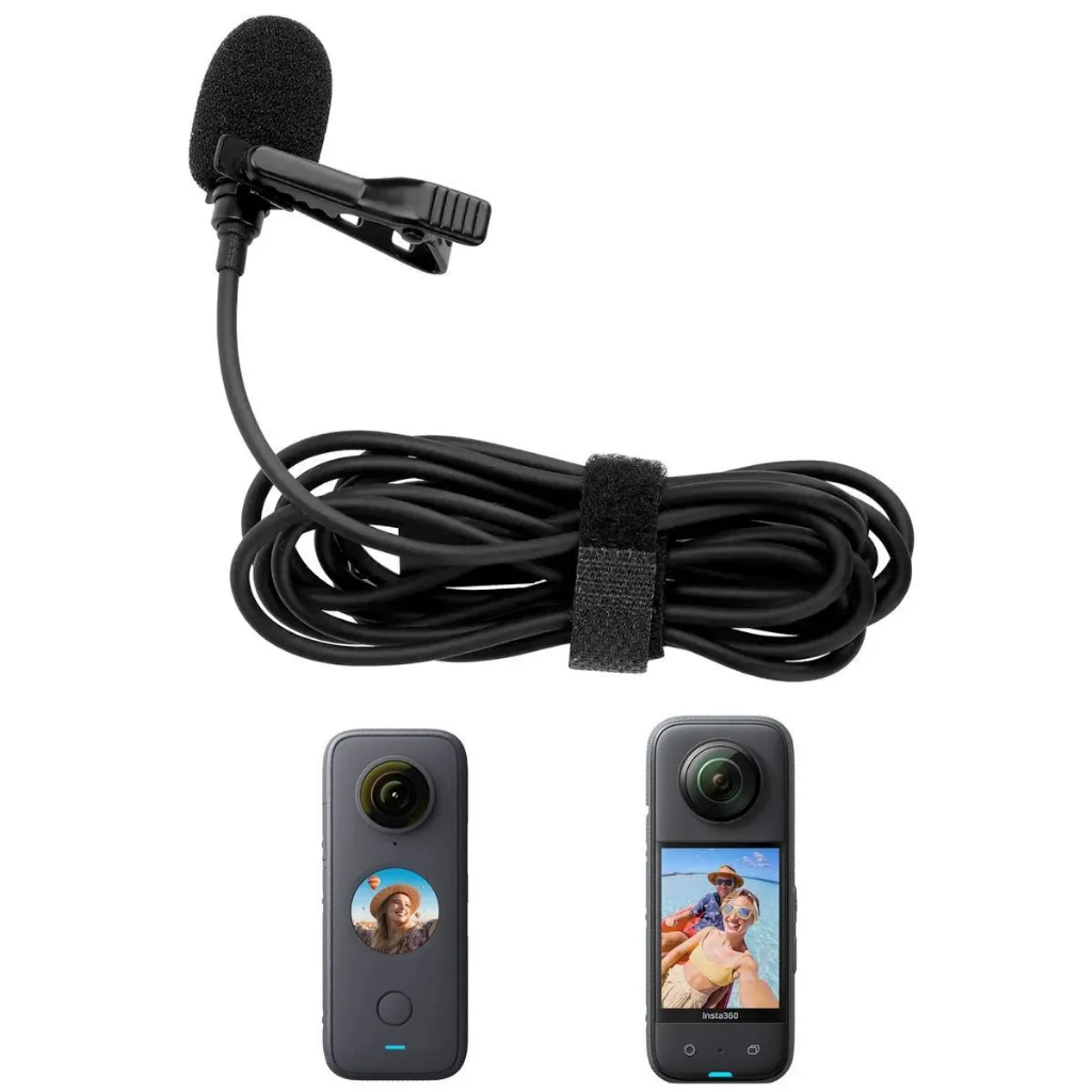 Microfone Lapela USB-C para Câmeras Insta360 X3 e ONE X2