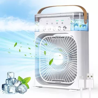 Refrigerador De Ar Ventilador Umidificador Portátil Com Led Reservatório De Água Led Usb