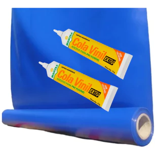 Reparo Para Piscinas Kit Grande - 2 ColaS Vinil e Lona Vinil Grande 100X 40 CM