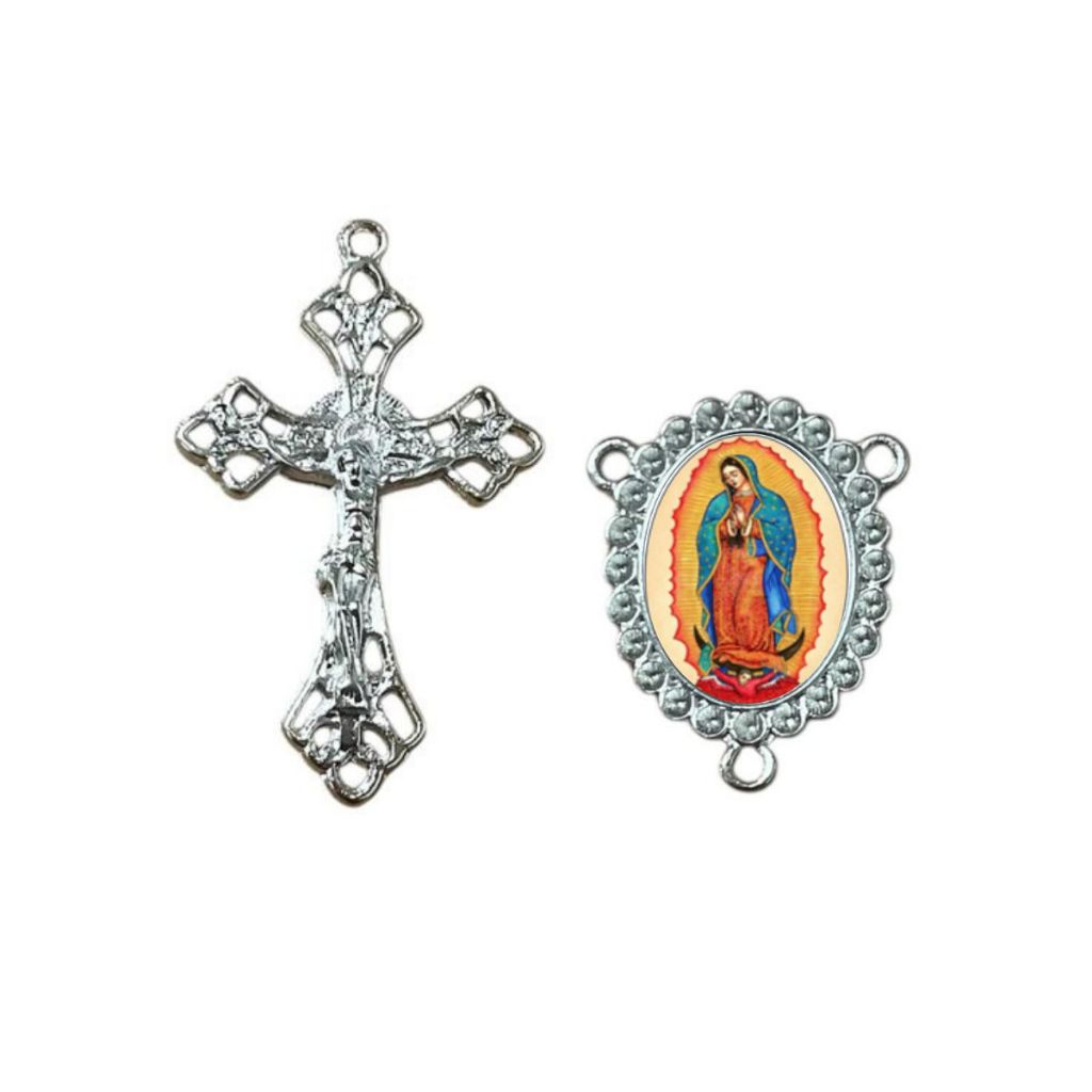 30 Cruz + 30 Entremeios resinados para Terços - 30 Pares para Terços Católicos Nossa Senhora de Guadalupe