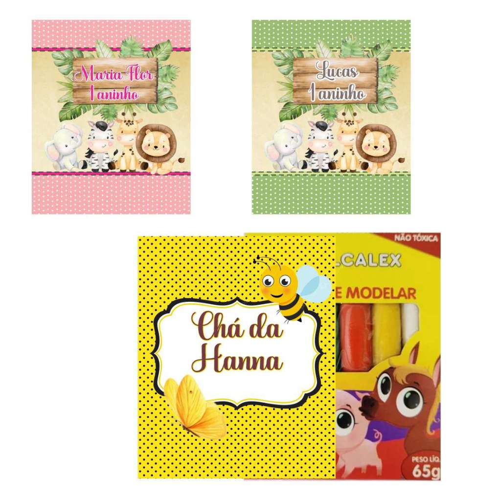 Rótulos Adesivos Personalizados Para Massinha de modeloar 65g INFORME TEMA