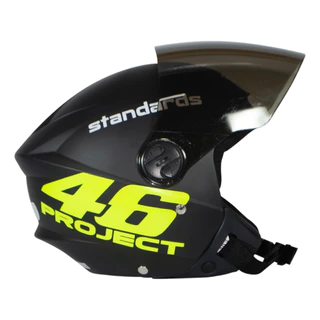 Capacete Aberto Preto Fosco Personalizado New Liberty Three - Project 46 Vr. Com Viseira Fumê