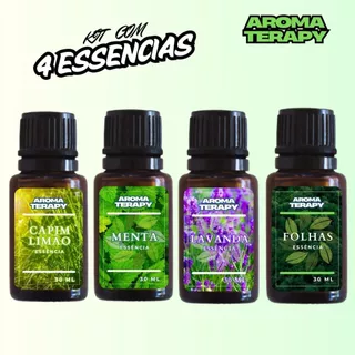 Kit com 4 Essências Hidrossolúveis Para Umidificador 20ml a Base de Água | Difusor de Ar e Ambiente Hidrossolúveis