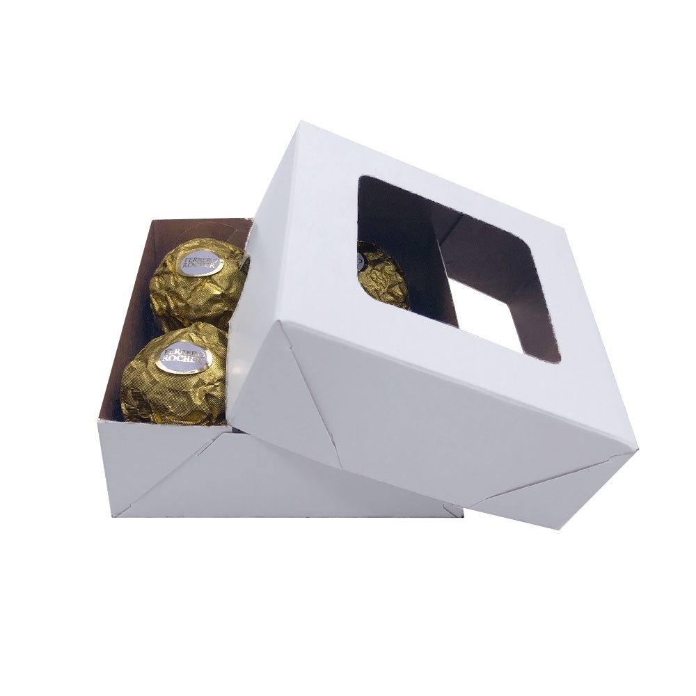 100 UN caixa para 4 doces brigadeiros trufas brownie lembrancinha dia das mães kraft quadrada pequena 8x8x3 em Oferta na Shopee