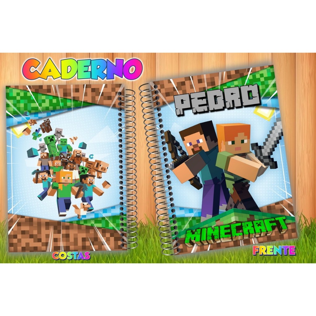 Kit 2 Cadernos Minecraft Personalizado 1 matéria | Shopee Brasil