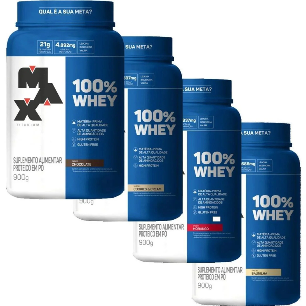 Whey Protein 100% Max Titanium Pote 900g
