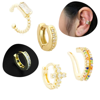 Brinco Hélix Cravejado Banho a Ouro 24k Piercing de Ouro com Zircônia Brilhante em Oferta na Shopee