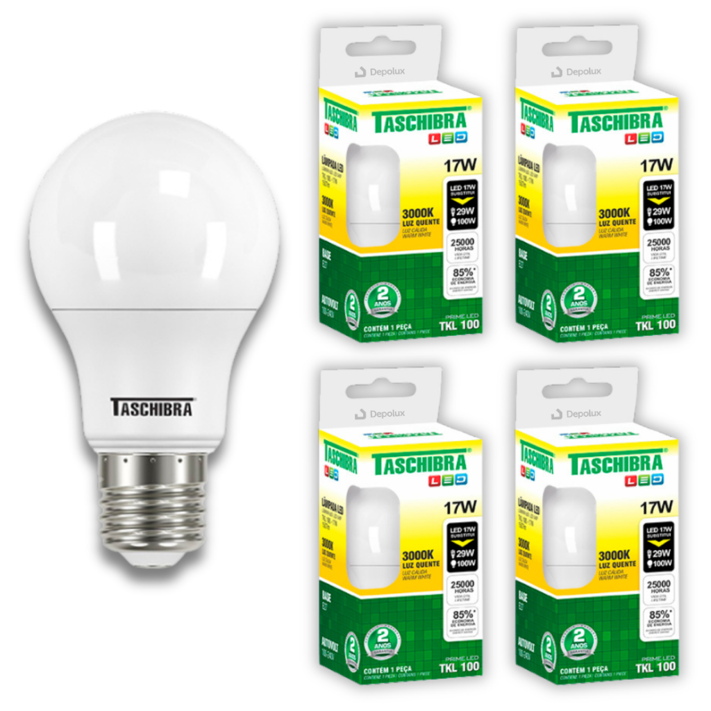 Kit 5 Lâmpada Led 17w Forte Sala Cozinha Quarto 6500K 4000K 3000K