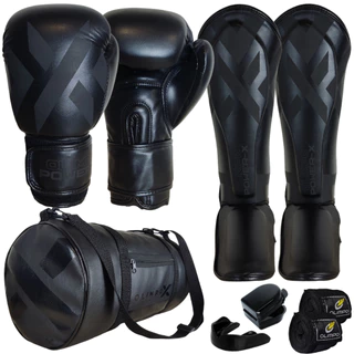 Kit Muay Thai Luva Caneleira Bolsa Bandagem Bucal Olimpo