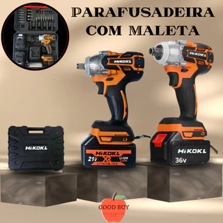 Parafusadeira 21v e 36v Hikokl Bateria Lítio Sem Fio Chave de Impacto