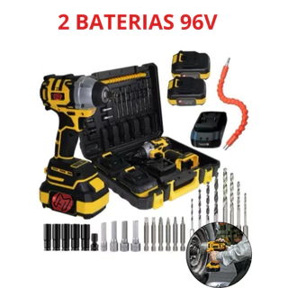 Chave de Impacto Sem Fio com 2 Baterias 96v recarregáveis - Carregador bivolt + acessórios