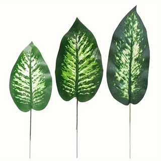 KIT 10 a 40 Folhas Artificial Haste Decoração Jardim Comigo Ninguém Pode Folhagem Verde -HK802317