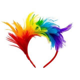 Tiara de Penas Colorida Arco-Íris: Luxo e Brilho para Carnaval e Cosplay LGBT