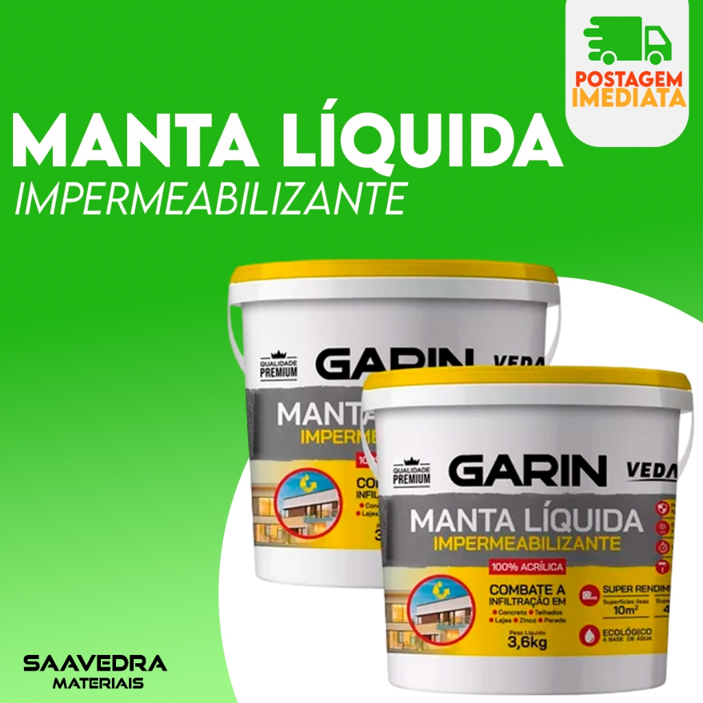 Kit c/ 2 Manta Líquida Emborrachada Impermeabilizante Garin 3,6kg