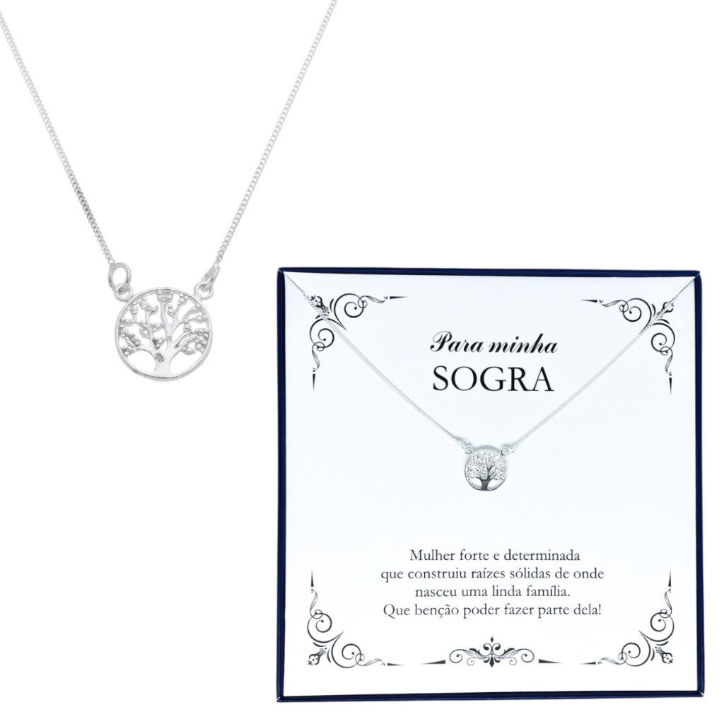 Colar Feminino Prata 925 Arvore Da Vida Joia Presente Sogra Amor Natal Elegante Tendencia
