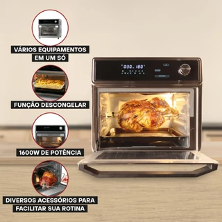 Forno E Fryer Fritadeira Gallant Digital GFE25 Rotisserie 25L 1700w 127v