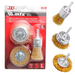 Kit Jogo Escova Circular De Aço Carbono 3 Peças Plana 50mm Copos 25 E 50mm Limpeza De Ferrugem em Oferta na Shopee