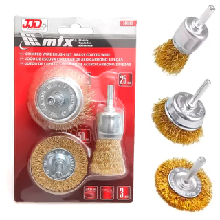 Kit Jogo Escova Circular De Aço Carbono 3 Peças Plana 50mm Copos 25 E 50mm Limpeza De Ferrugem em Oferta na Shopee