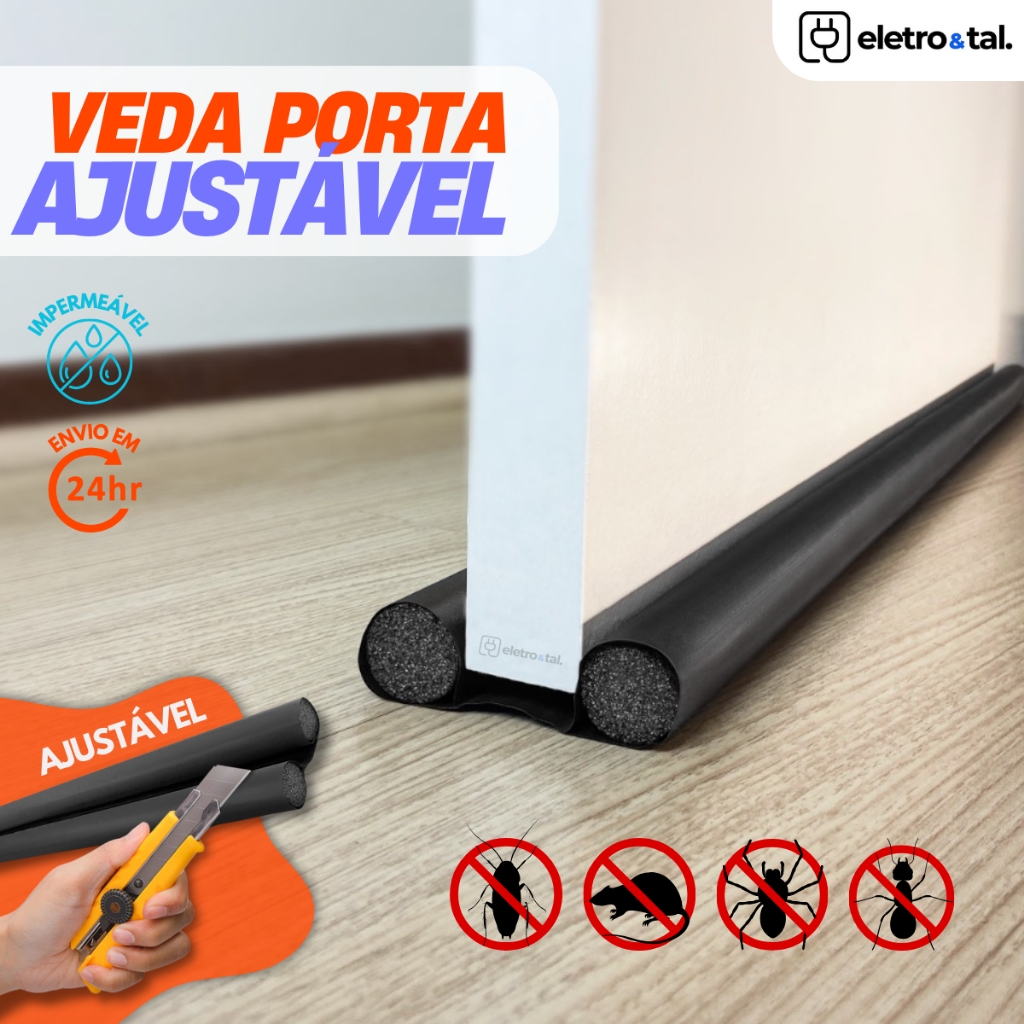 Veda Porta Ajustável Rolinho Protetor de Porta Contra Insetos ...