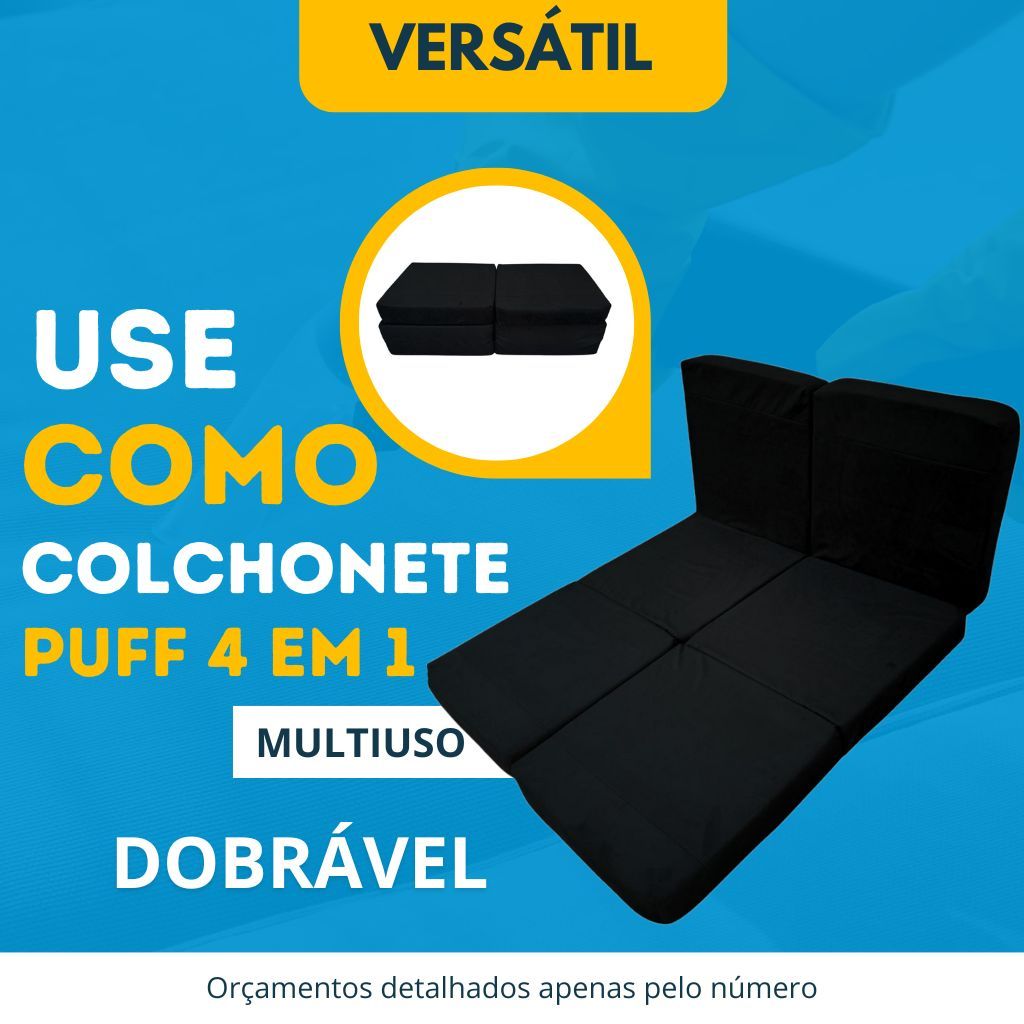 PUFF COLCHONETE DOBRAVEL 4 EM 1 VERSÁTIL PRÁTICO COM ZÍPER | Shopee Brasil