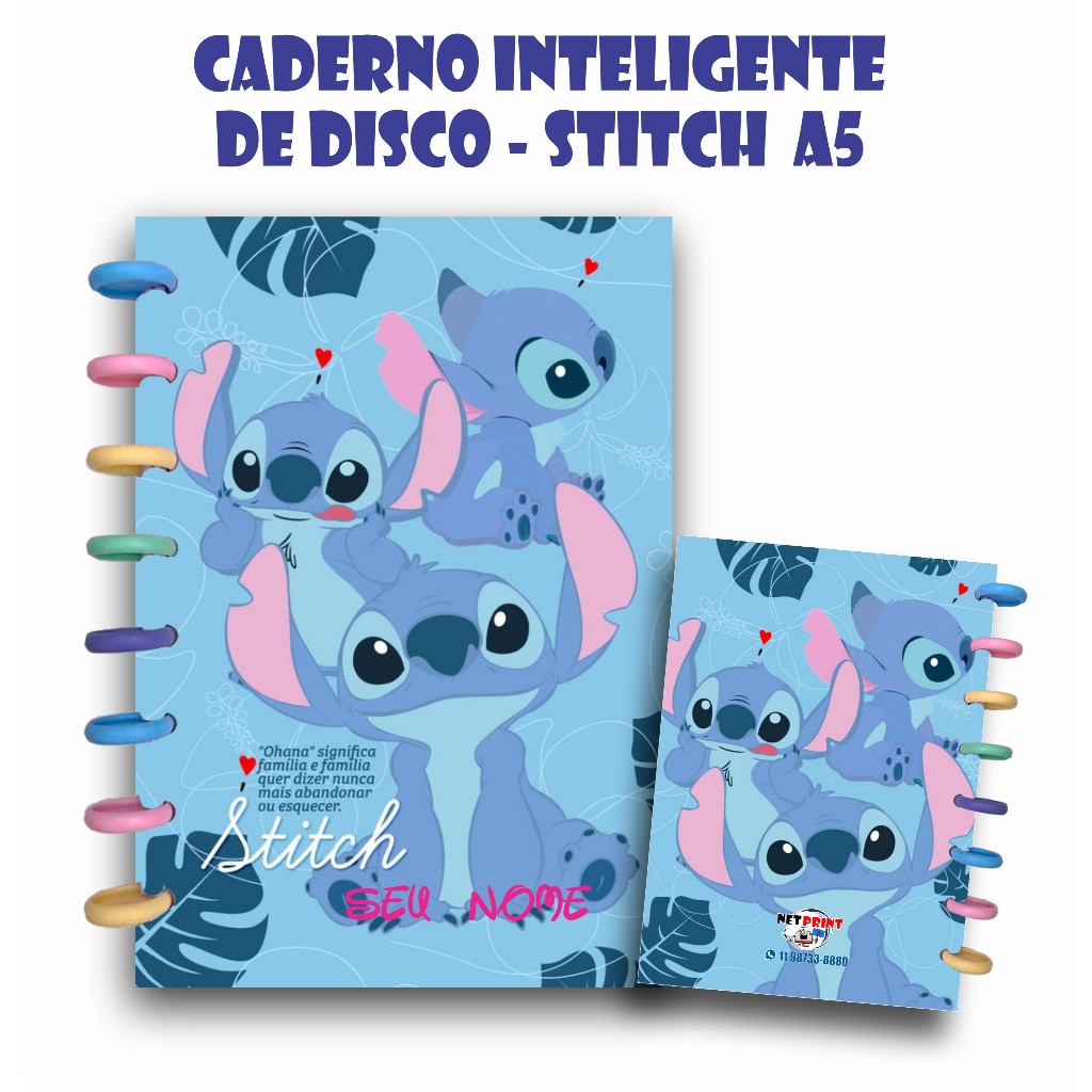 CADERNO INTELIGENTE DE DISCO STITCH A5 (PEQUENO TAMANHO AGENDA ...