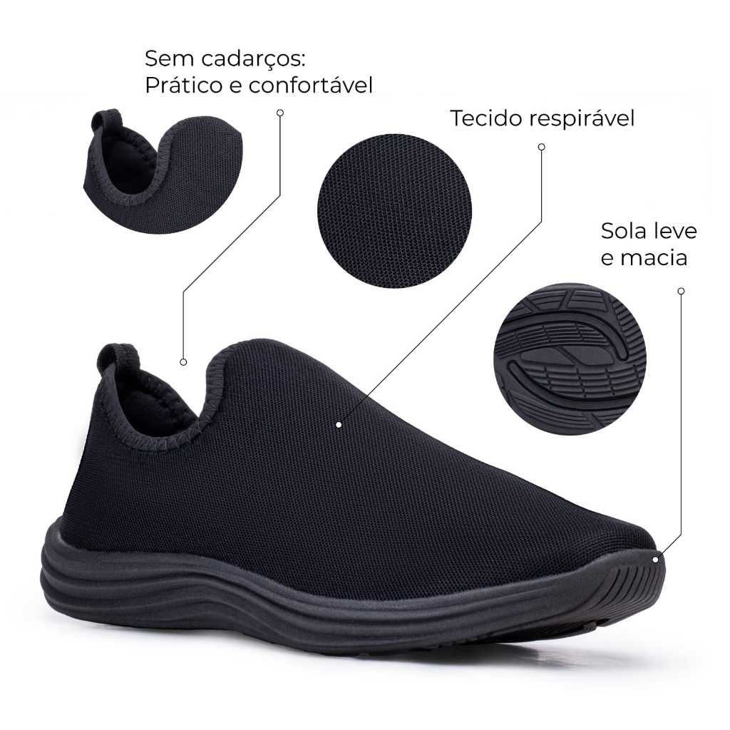 Tênis Ortopédico Slip On Palmilha De Gel Esporão Academia Promoção