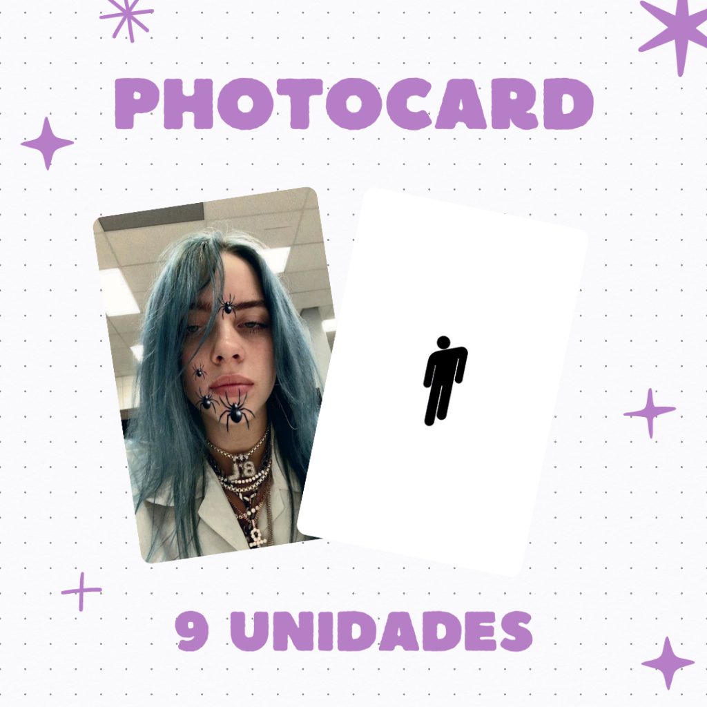 Photocard Billie Eilish - PACK COM 9 UNIDADES (laminado ou