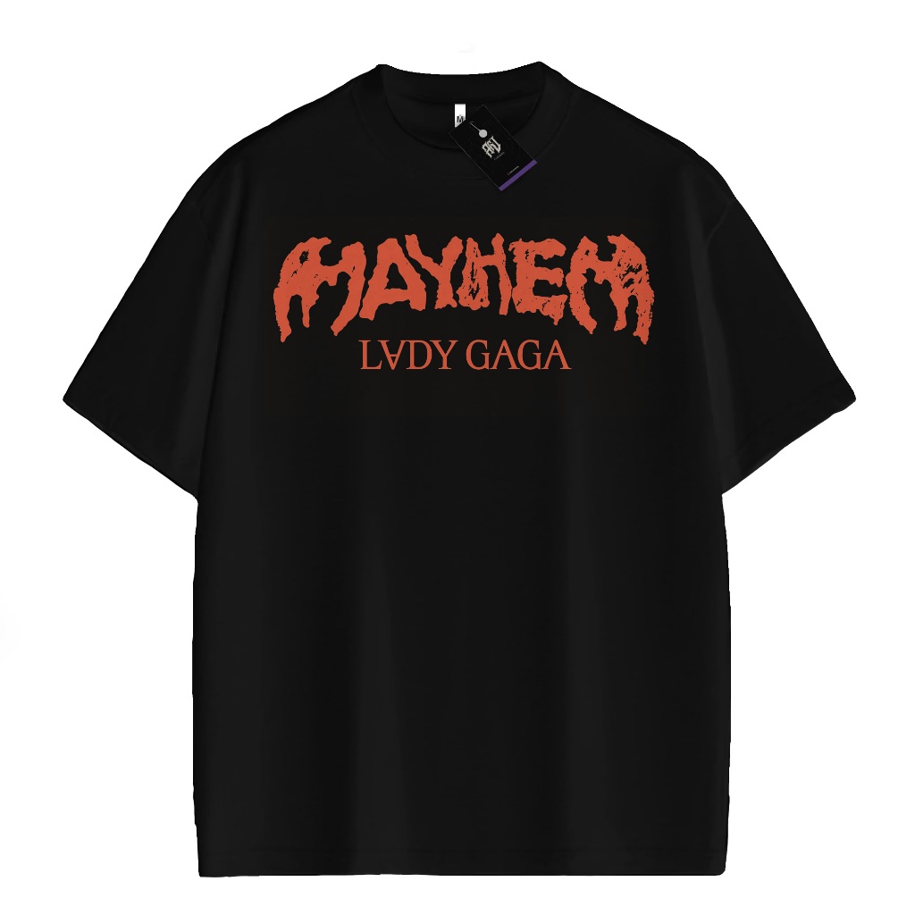 Camiseta Lady Gaga Mayhem Logo Oversized 2025 LG7 100% Algodão