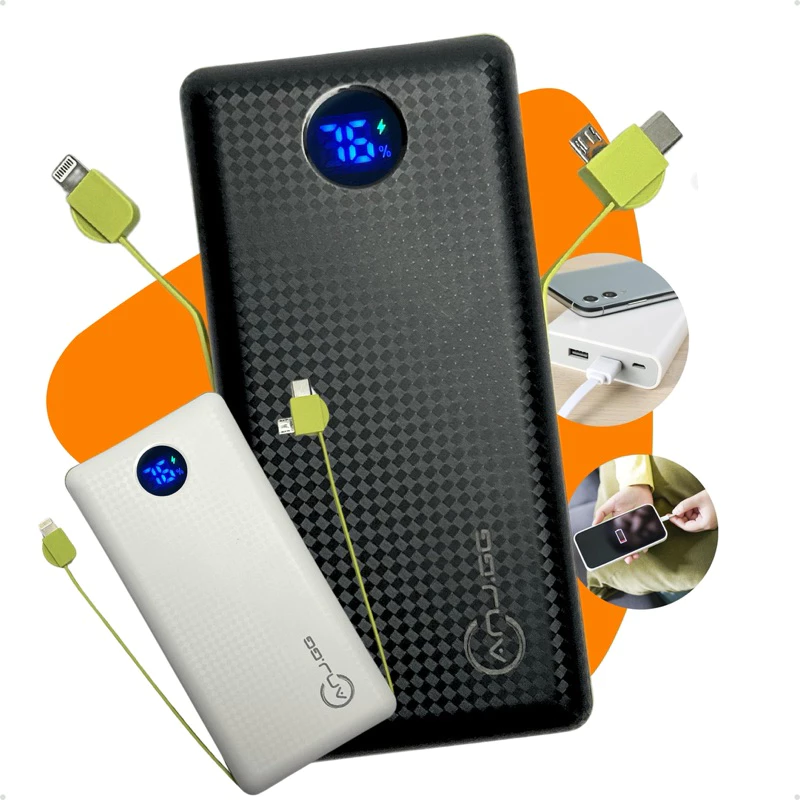 Carregador Portátil Power Bank Turbo 20000mAh Universal com Display LED