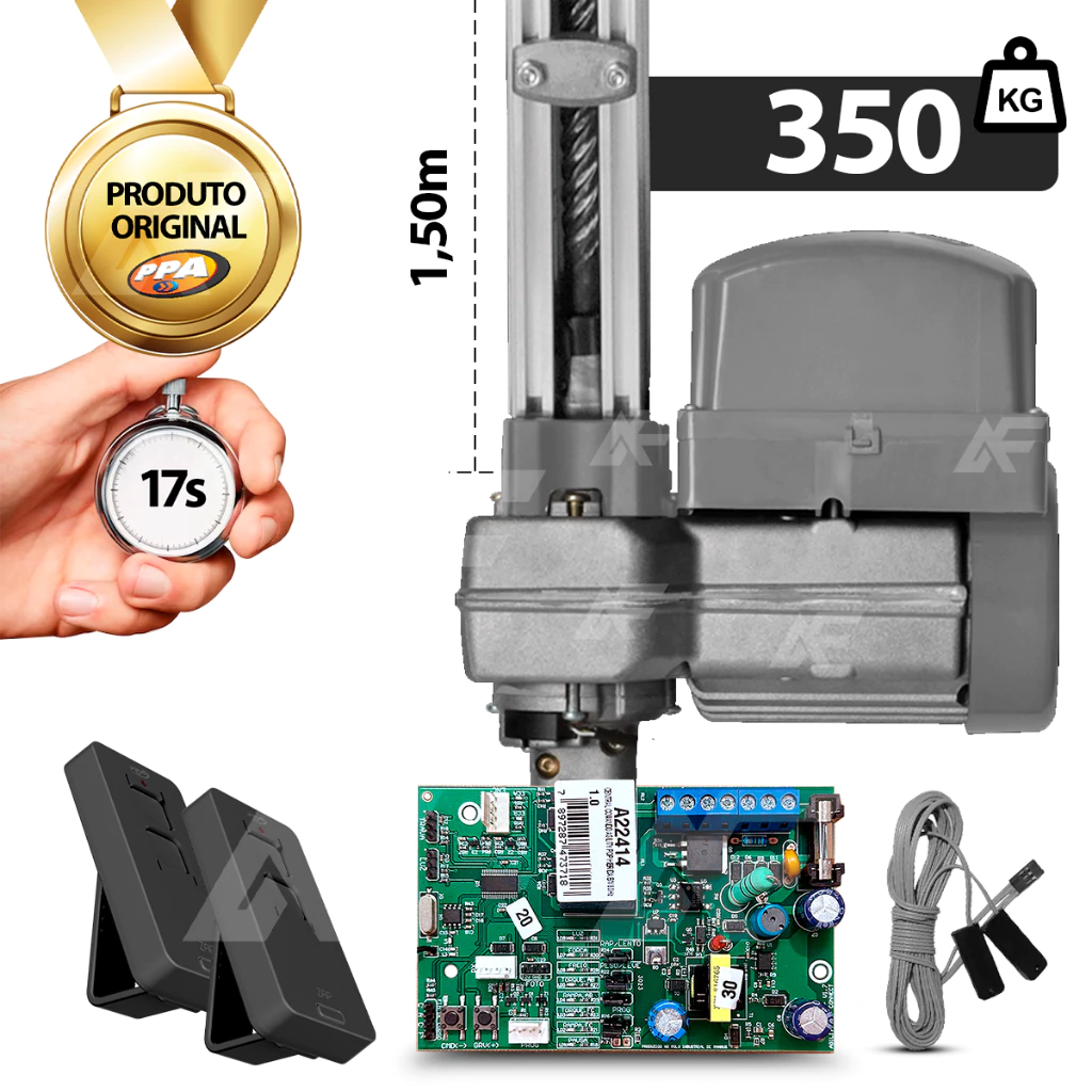 Kit Motor de Portão Potenza Analógico 1/3hp 350kg 1,5m Ppa