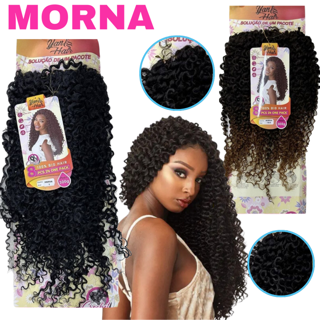 Cabelo Morna Cacheado Yan Hair Crochet Braid 300g 70cm Qualidade