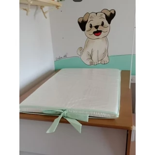 Trocador para cômoda neném, branco acabamento viés colorido em Oferta na Shopee