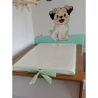 Trocador para cômoda neném, branco acabamento viés colorido em Oferta na Shopee